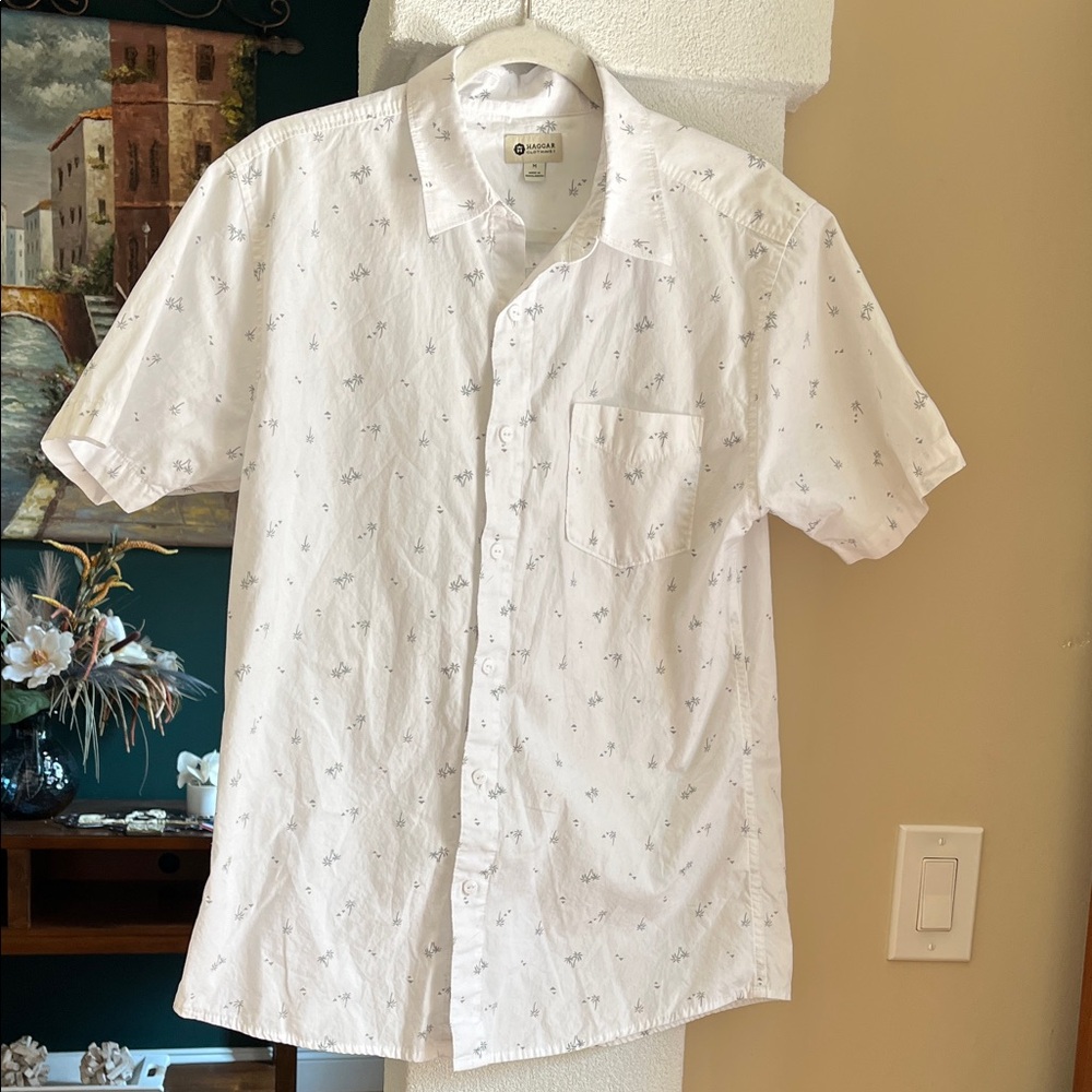 Haggar White Short Sleeve Button Down Shirt